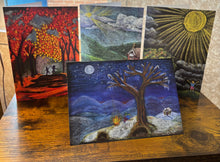 Load image into Gallery viewer, Pack of 4 Seasonal Chalkboard Art Notecards
